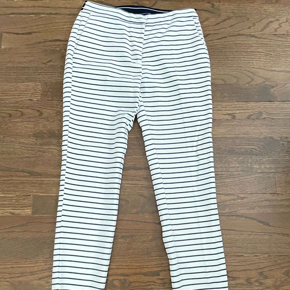Zara Navy and White Striped Trousers